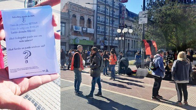 Los maestros realizaron visibilizaron su reclamo salarial en Paraná y le contestaron al ministro de Gobierno Manuel Troncoso por cuestionar los paros.