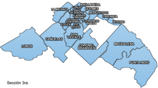 &nbsp;Localidades que integran la tercera sección electoral, donde CFK será candidata&nbsp;
