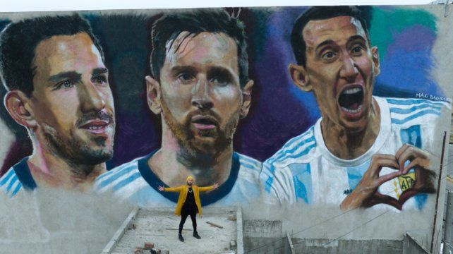 Messi, Di María y Maxi Rodríguez quedaron inmortalizados en un mural en barrio Belgrano