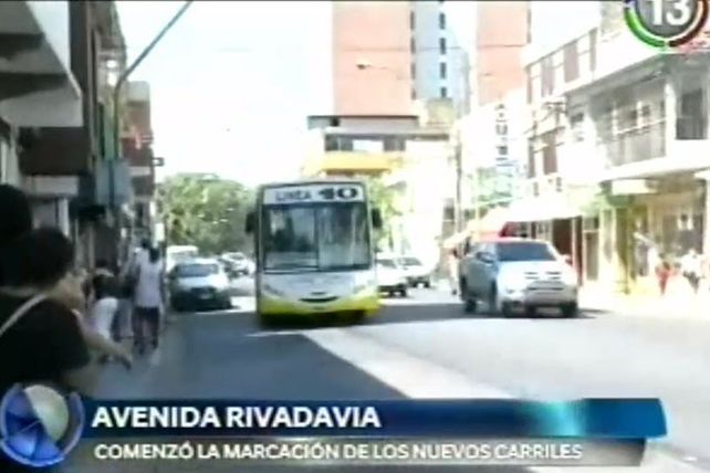 Comenzó la marcación de los nuevos carriles en Avenida Rivadavia