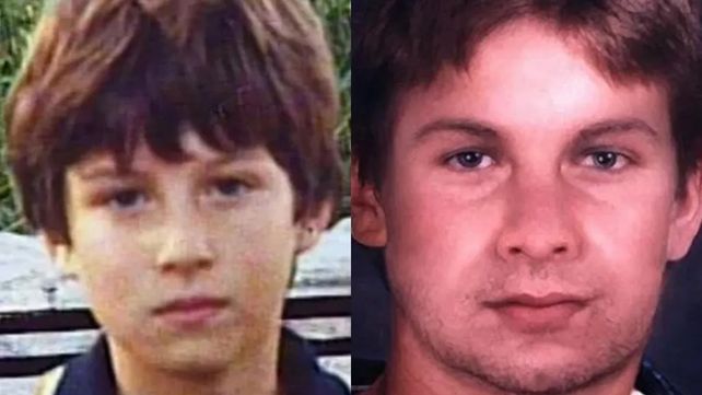 Bruno Gentiletti a los 8 años. A la derecha