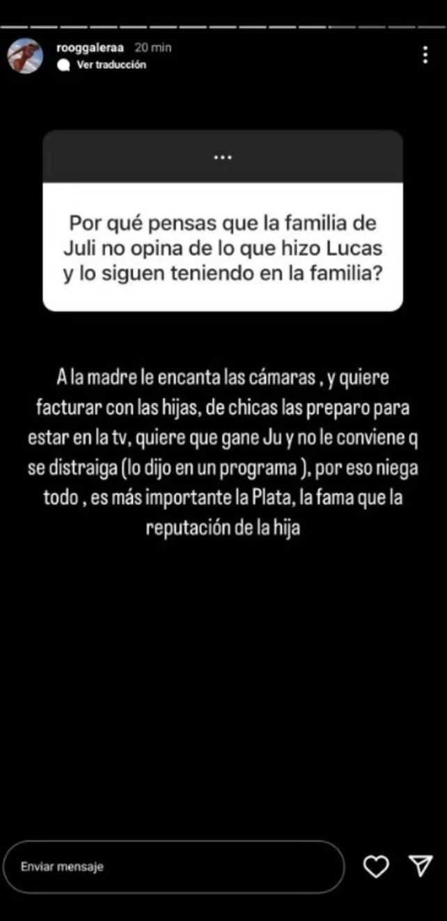 Gran Hermano: supuesta amante de Lucca Bardelli, el novio de Julieta, rompió el silencio