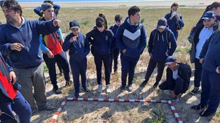 Taller de arqueología. Lo hicieron niños de 6º y 7º grados de la escuela Nº 6008, tras una bicicleteada.