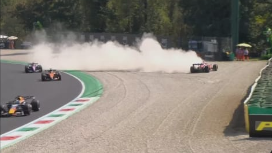 El accidente de Leclerc. Piastri pasa y Franco Colapinto se apresta a dar el sorpasso en Monza.