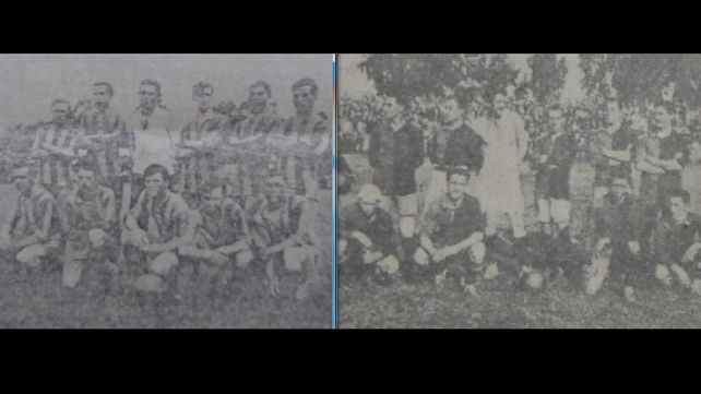 Las formaciones de Central y Newells de 1920. Al equipo rojinegro se lo ve con un jugador menos