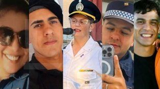 De izquierda a derecha: los policías fallecidos Núñez, Gervasoni, Ruiz Moreno, Monzón y Taborda.
