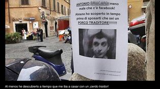 Empapel&oacute; Roma con la foto de su (ex) futuro marido enga&ntilde;&aacute;ndola en Facebook