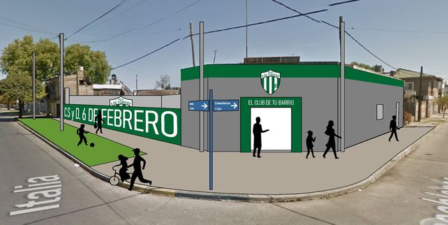 Dibujo realizado por el diseñador gráfico del club que muestra uno de los objetivos, transformar la fachada. 