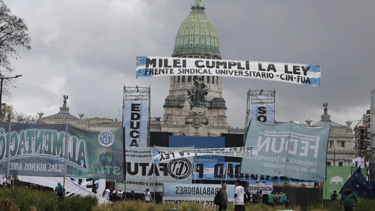 Incidentes frente al Congreso en medio de la Marcha Federal Universitaria