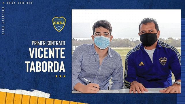 Vicente Taborda firmó su primer contrato en Boca