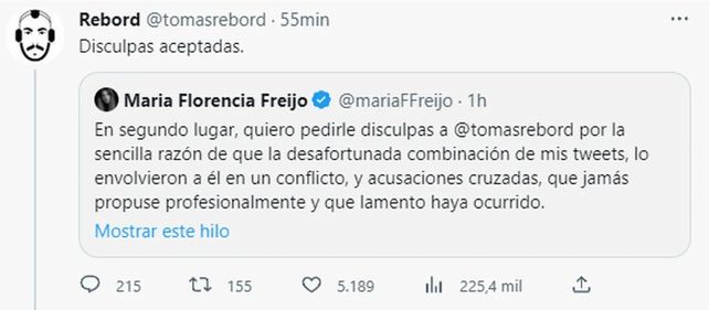 Rebord aceptó las disculpas de Freijo. 