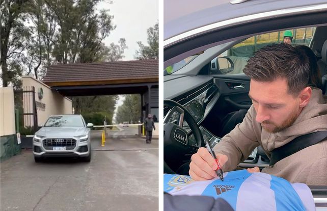 Fanáticos de Messi con suerte: hicieron guardia en la puerta del country y se llevaron la selfie