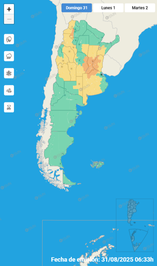 SMN: alerta naranja por tormentas y lluvias intensas en la región