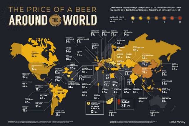 Un mapa revela cuáles son los países que toman más cerveza en el mundo