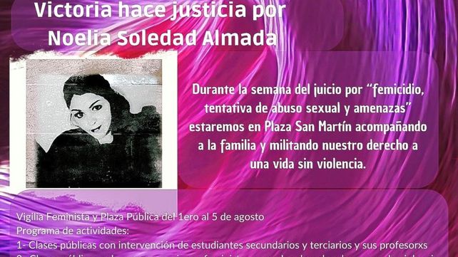 Femicidio de Noelia Soledad Almada: convocan a una vigilia feminista y plaza pública