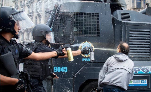El gas pimienta usado en la manifestación.