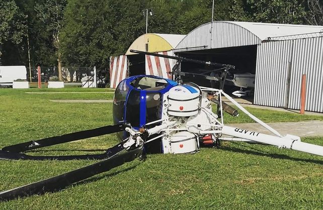 El helicóptero que cayó en el&nbsp;Aero Club de Casilda.
