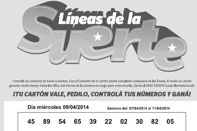 Números que corresponden al miércoles 08 de ABRIL