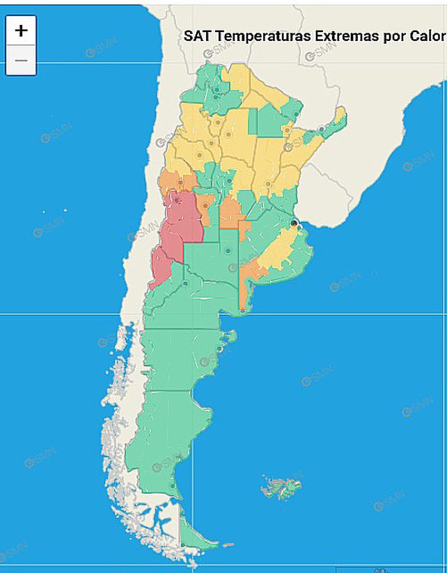 SMN: cinco departamentos en alerta amarillo por altas temperaturas