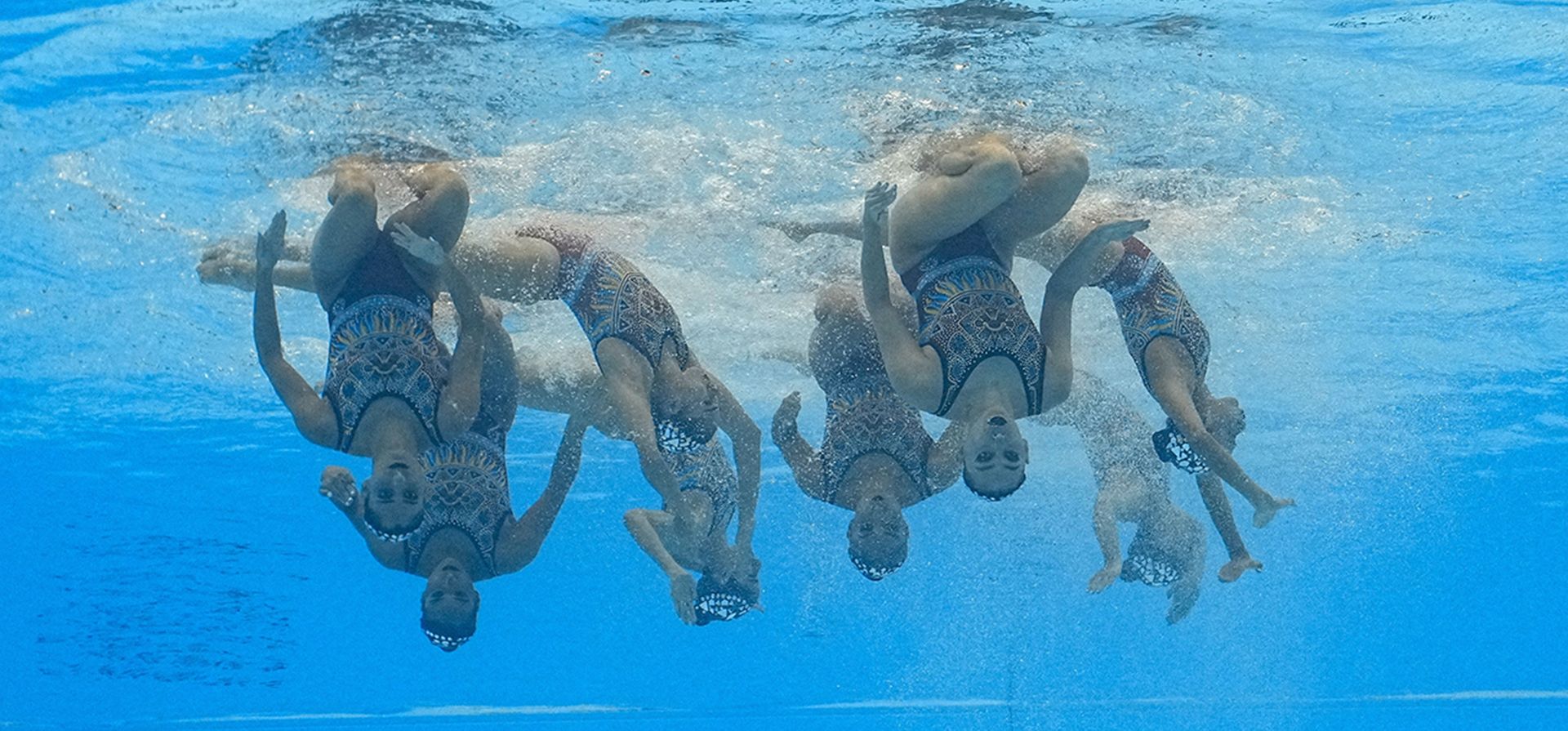 El equipo de México compite en la final acrobática por equipos de natación artística en el Campeonato Mundial de Natación en Fukuoka, Japón, el lunes 17 de julio de 2023. (Foto AP/David J. Phillip) El equipo de México compite en la final acrobática por equipos de natación artística en el Campeonato Mundial de Natación en Fukuoka, Japón, el lunes 17 de julio de 2023. (Foto AP/David J. Phillip)