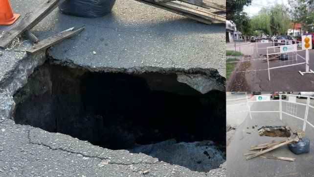 Socavón en barrio Mariano Comas.