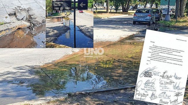 Barrio Candioti Sur. Vecinos en alerta por una pérdida de agua que lleva meses.&nbsp;