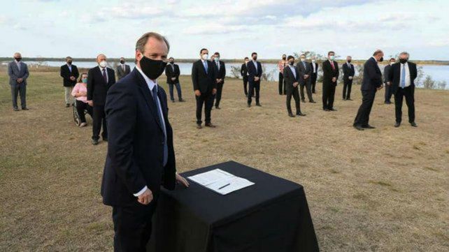 El gobernador de Entre R&iacute;os comparti&oacute; un acto con Alberto Fern&aacute;ndez y Omar Perotti&nbsp;el viernes en Puerto General San Mart&iacute;n.&nbsp;