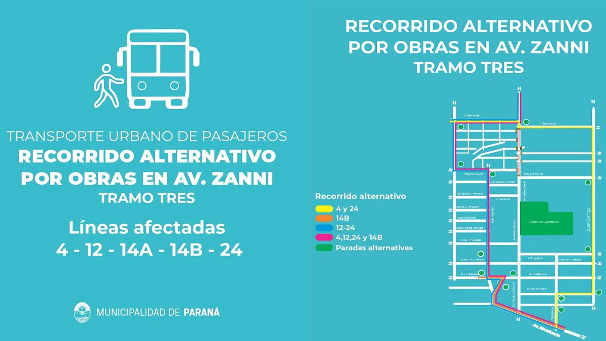 Colectivos: Cambian recorridos por obras en avenida Zanni
