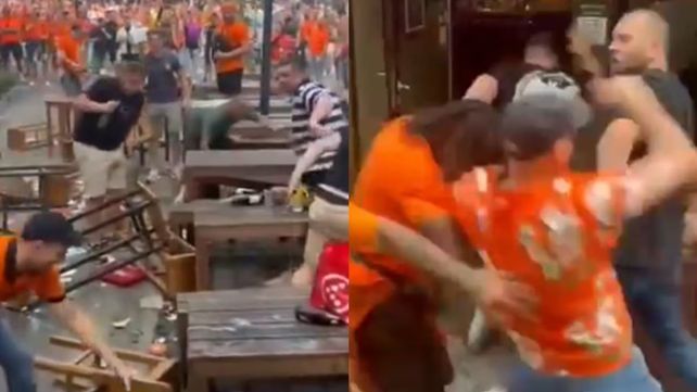 Hinchas ingleses y de Países Bajos desataron un caos en un bar antes del encuentro en busca de la final.