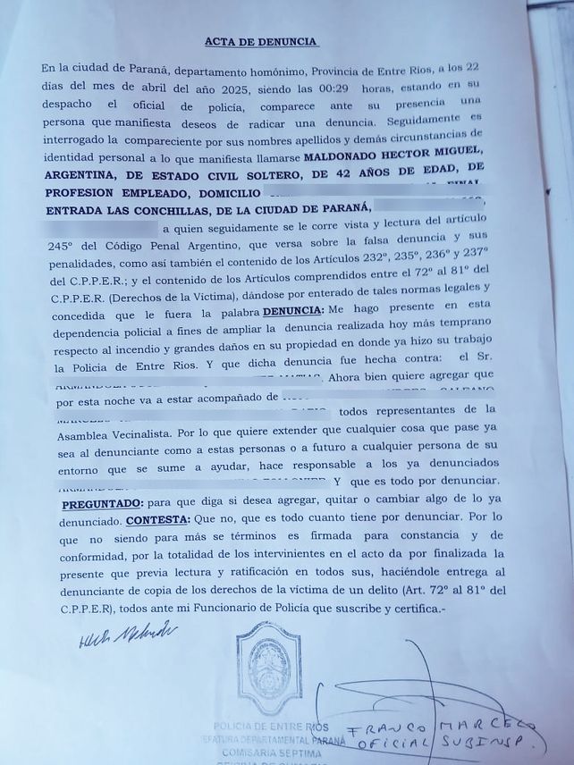 Borde costero de Paraná: una familia denuncia amenazas y ataques para que desalojen