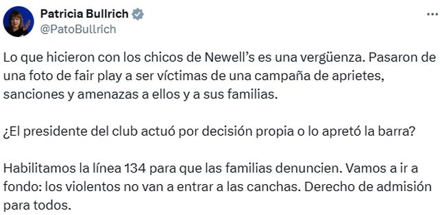 La funcionaria condenó las amenazas y la sanción.