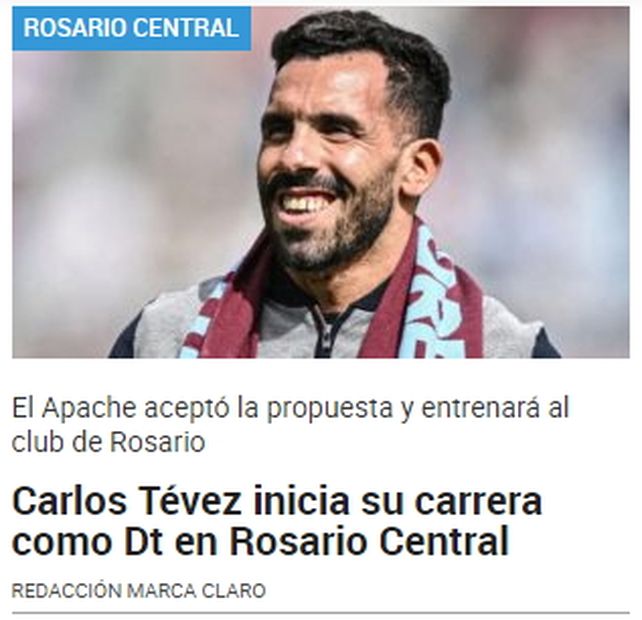 La noticia del arribo de Tevez a Central recorrió el mundo