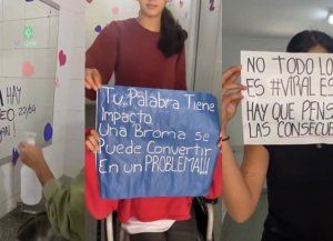 Una broma puede convertirse en un problema: el video de alumnos de una escuela de la región que advierte sobre las amenazas