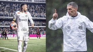 Neymar y el ex-Newells Juan Pablo Vojvoda tienen un cortocircuito en Santos de Brasil.