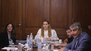 María Eugenia Iribarren, junto a los miembros de la bicameral de Acuerdos de la Legislatura santafesina.