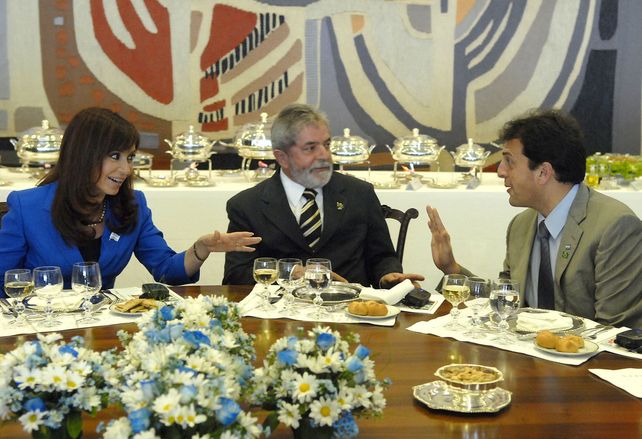 CFK, Lula Da Silva y Sergio Massa en septiembre 2008. 