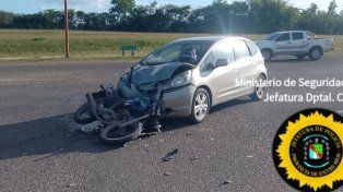 Choque en Colón: un motociclista resultó con fractura de clavícula