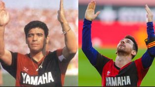 Maradona y Messi, dos astros unidos por la rojinegra.