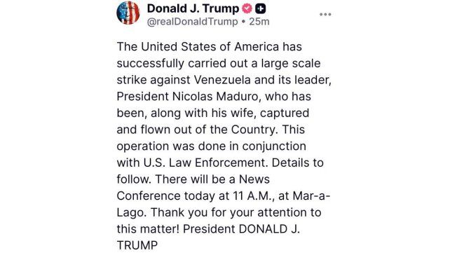 Estados Unidos secuestró a Nicolás Maduro tras un ataque en Caracas