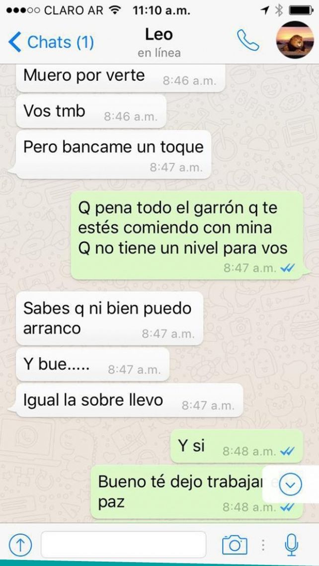 Las fotos y chats que comprometen al novio de Amalia Granata con una supuesta amante