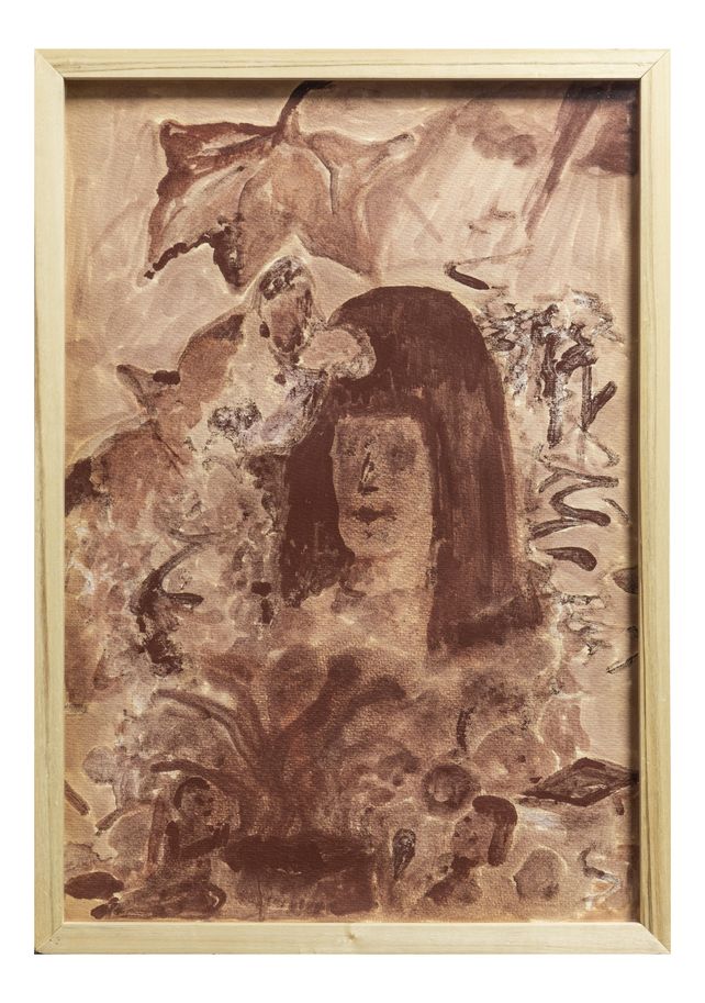 La modelo (pigmento, aceite de lino, lápiz sobre papel Guarro).
