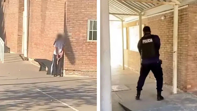 El momento en el que la adolescente está por ingresar a la escuela y el trabajo de la Policía de Mendoza para contenerla.