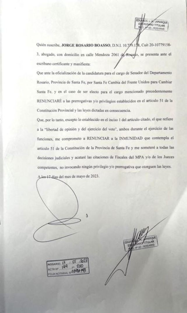 Boasso anunció que renuncia a sus fueros si resulta elegido senador
