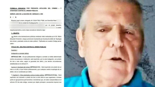 Un abogado de Gualeguaychú presentó una denuncia contra Mario Firmenich por “Apología del crimen y atentado contra el orden público”