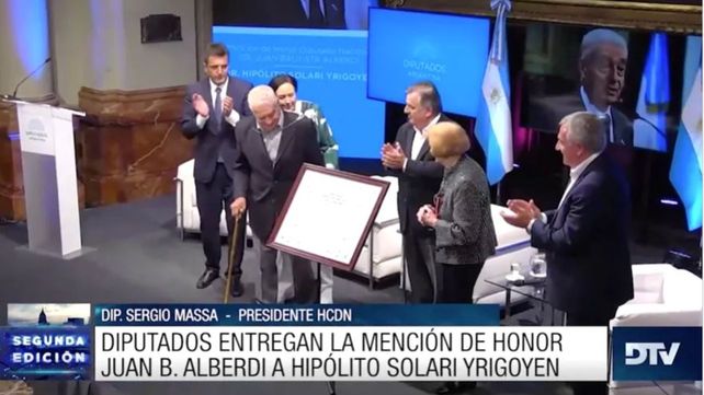 Diputados reconoció a Hipólito Solari Yrigoyen con la mención de honor Juan B. Alberdi