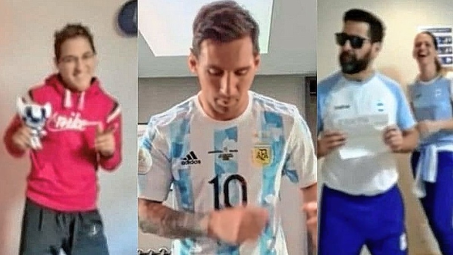 El baile de Messi para alentar a los argentinos en Tokio