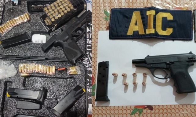 Parte de las armas secuestradas por la AIC en los operativos contra la banda de Nicolás 