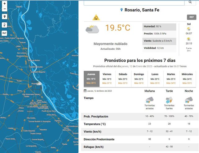 El tiempo en Rosario: el calor afloja un poco este jueves y llegarían tormentas