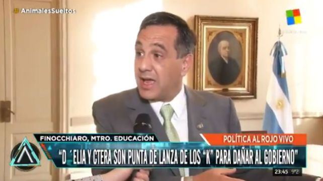 Finocchiaro dijo que Ctera es más peligroso que DElía