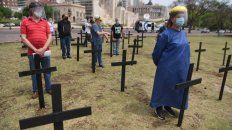 Los profesionales de la salud buscaron causar un golpe de efecto en un lugar neurálgico de la ciudad. Los profesionales de la salud buscaron causar un golpe de efecto en un lugar neurálgico de la ciudad.